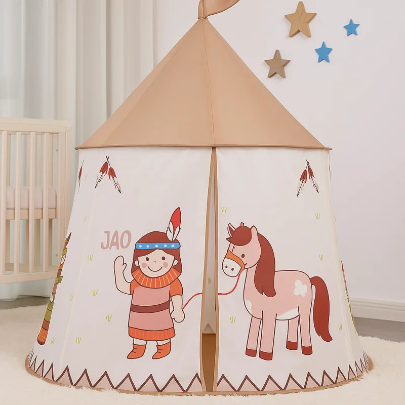 Tenda Infantil Casa de Brincar Portátil Lenogue Marrom - Mod. 02