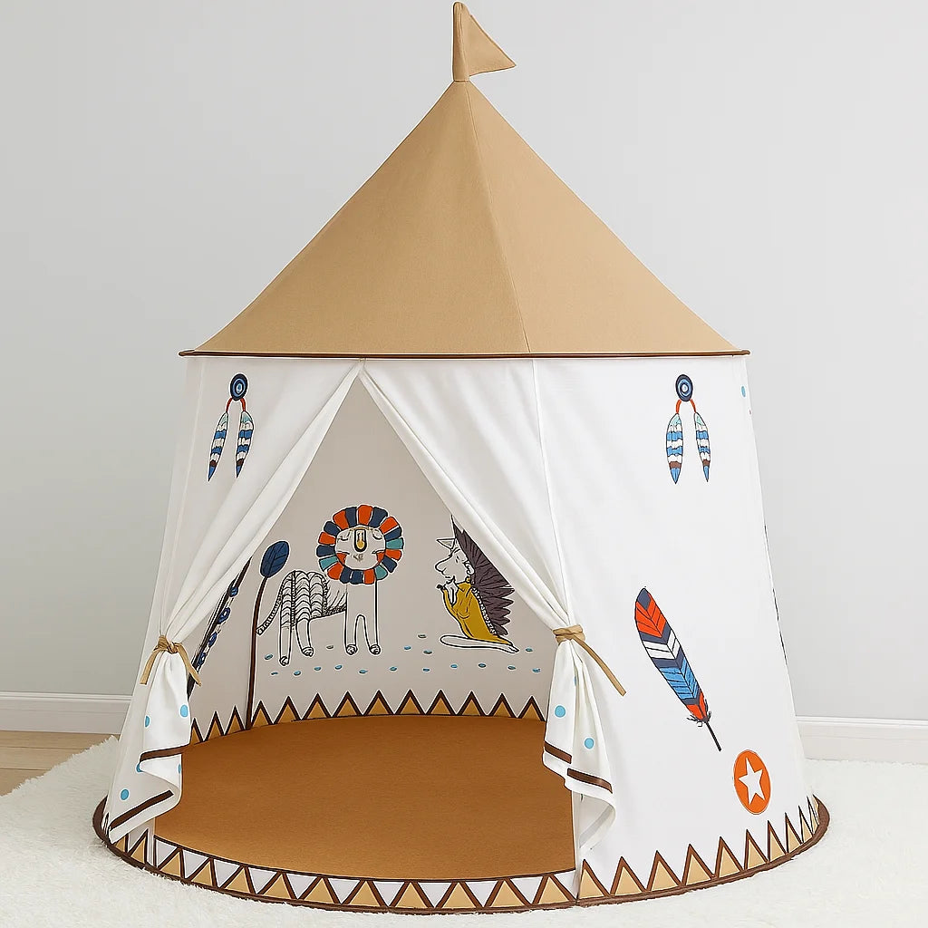 Tenda Infantil Casa de Brincar Portátil Lenogue Marrom - Mod. 03