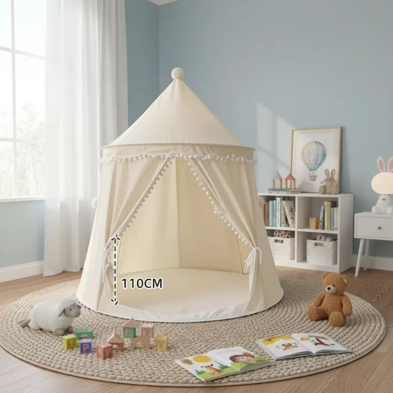 Tenda Infantil Dobrável Castelo Princesa Tipo Cabana Lenogue Bege