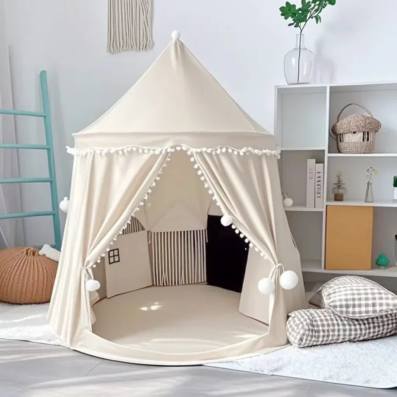 Tenda Infantil Dobrável Castelo Princesa Tipo Cabana Lenogue Bege