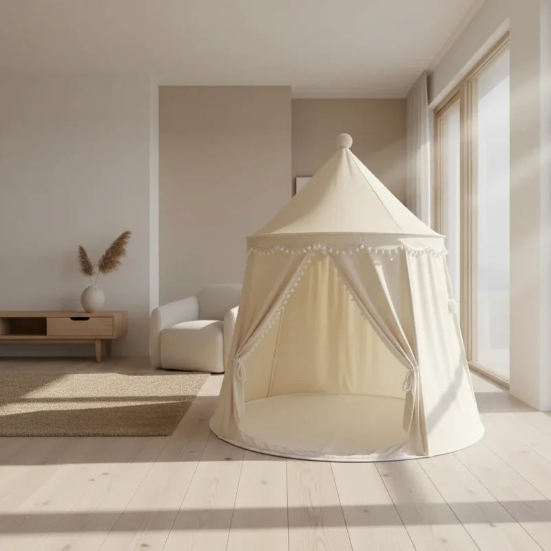 Tenda Infantil Dobrável Castelo Princesa Tipo Cabana Lenogue Bege