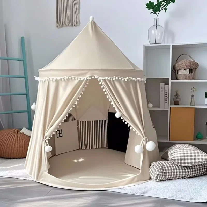 Tenda Infantil Dobrável Castelo Princesa Tipo Cabana Lenogue Bege