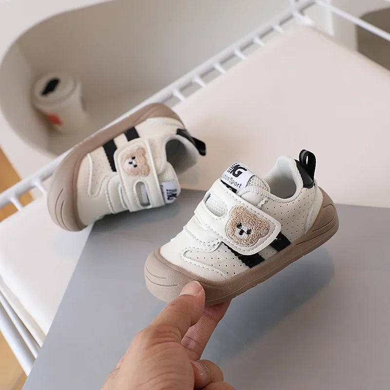 Tênis Infantil de Couro Solado Macio Branco Lenogue Preto / 16