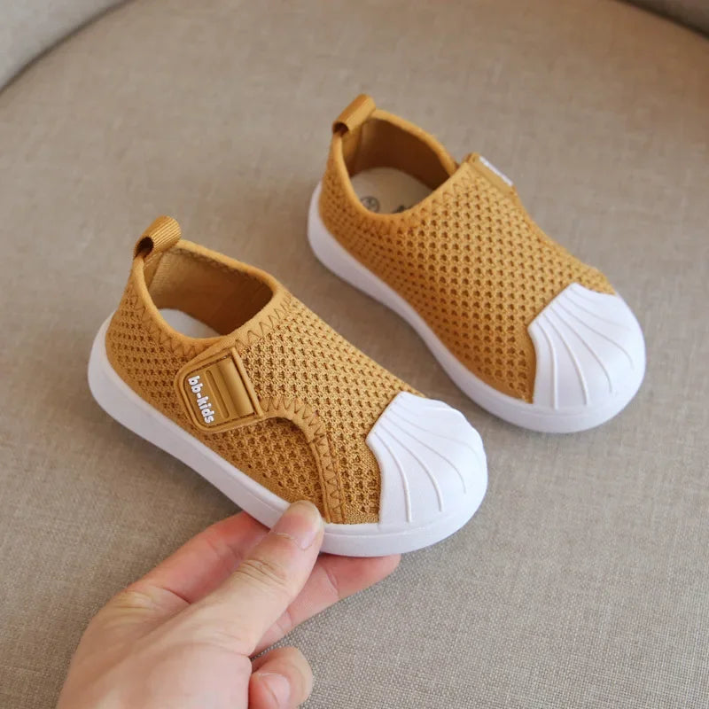 Tênis Infantil Casual Solado Macio Estilo Esportivo Lenogue Amarelo / 21-22