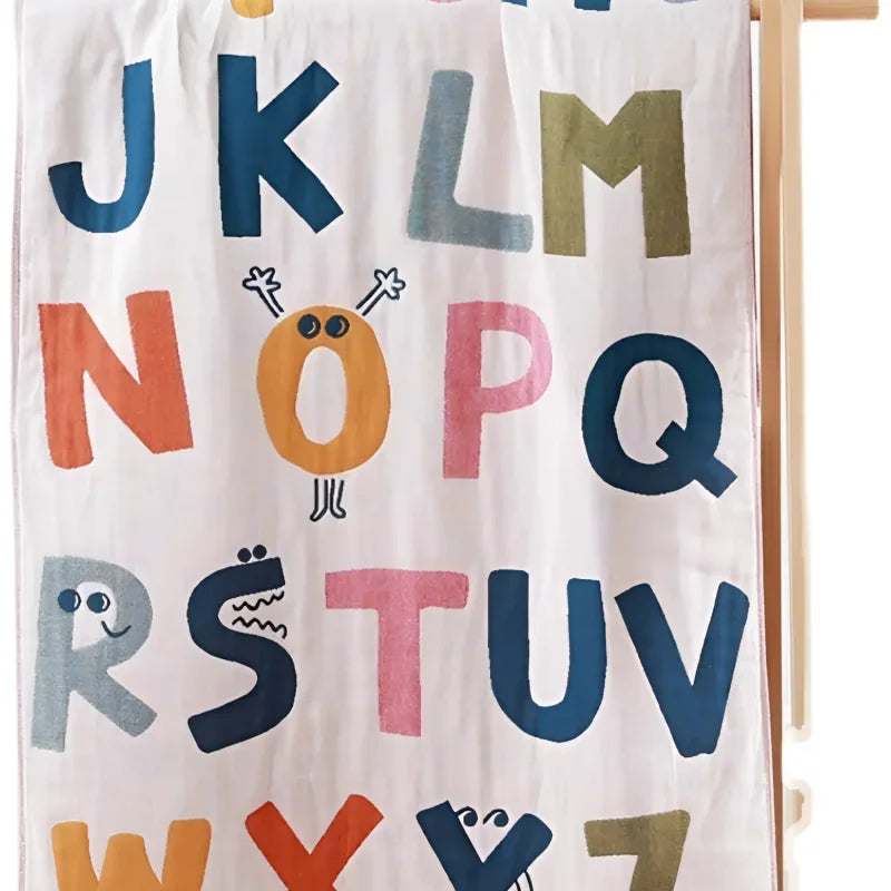 Toalha Infantil Alfabeto Unissex Colorida Lenogue Alfabeto / 70cm x 140 Cm