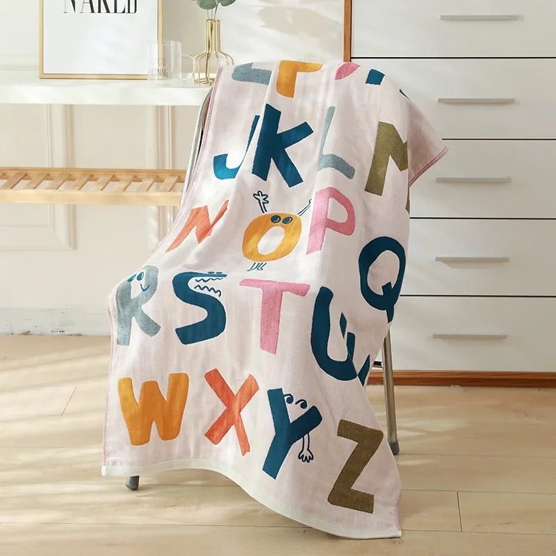 Toalha Infantil Alfabeto Unissex Colorida Lenogue Alfabeto / 70cm x 140 Cm