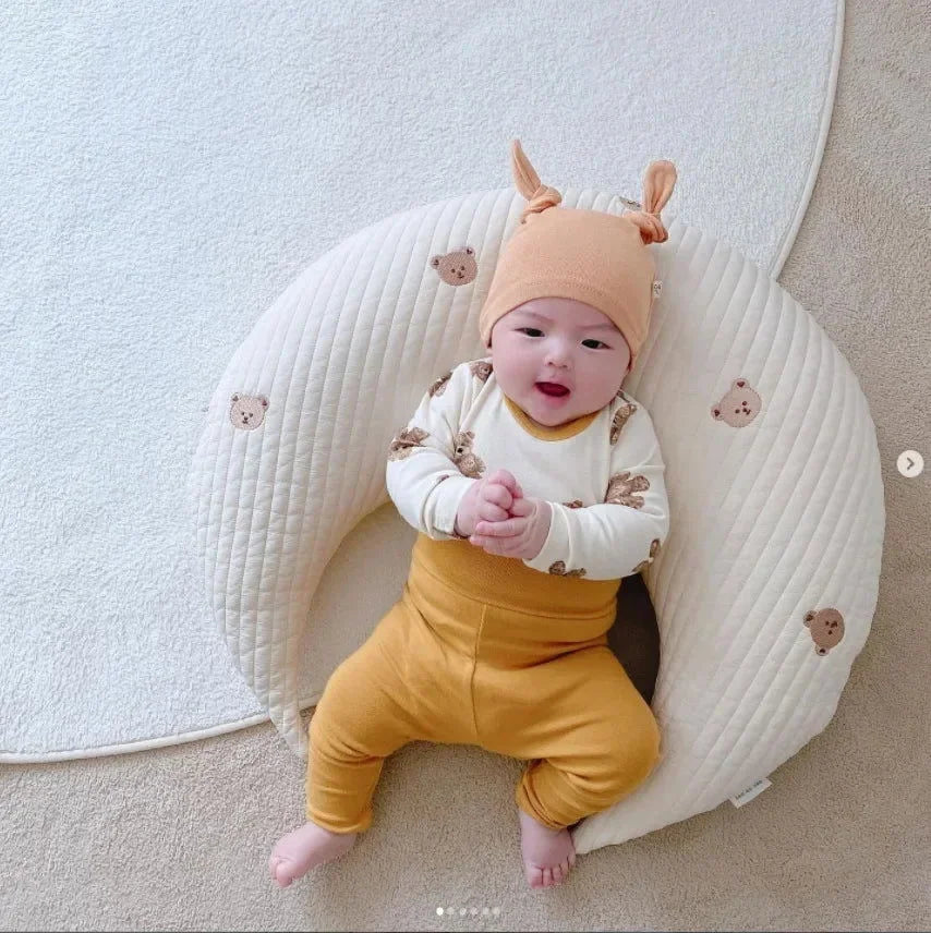 Travesseiro Infantil Berço Bordado Urso Branco Lenogue