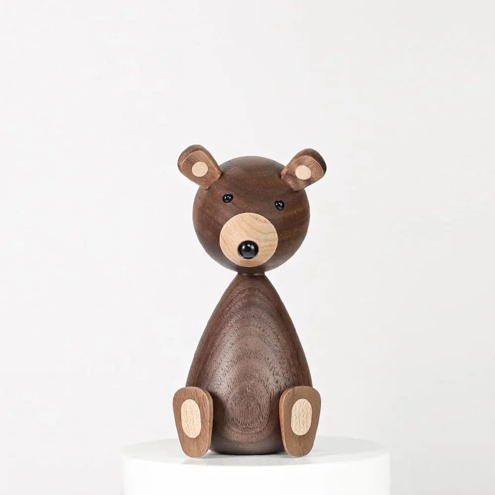 Urso Infantil Teodoro Madeira Natural Lenogue Marrom Pequeno
