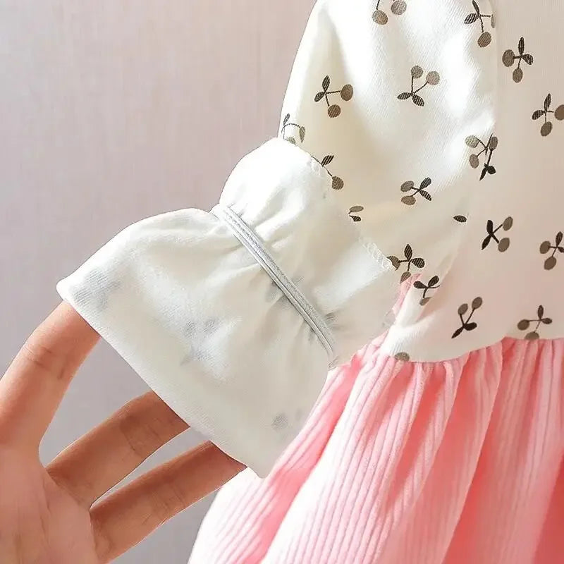 Vestido de Manga Longa com Alças de Veludo para Meninas Lenogue