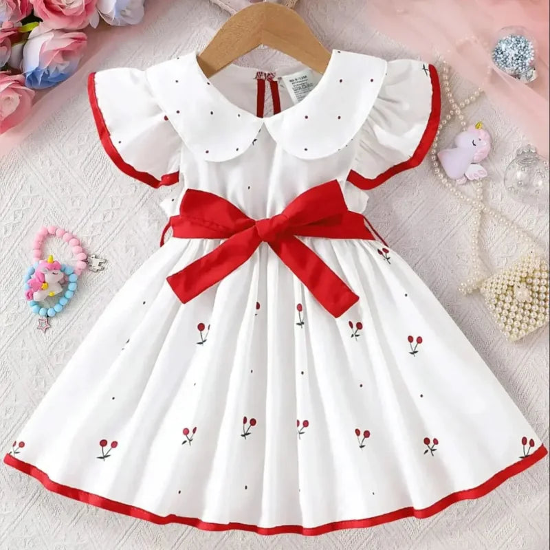 Vestido Infantil Estampa Floral Manga Curta Lenogue Branco / 3-6 Meses