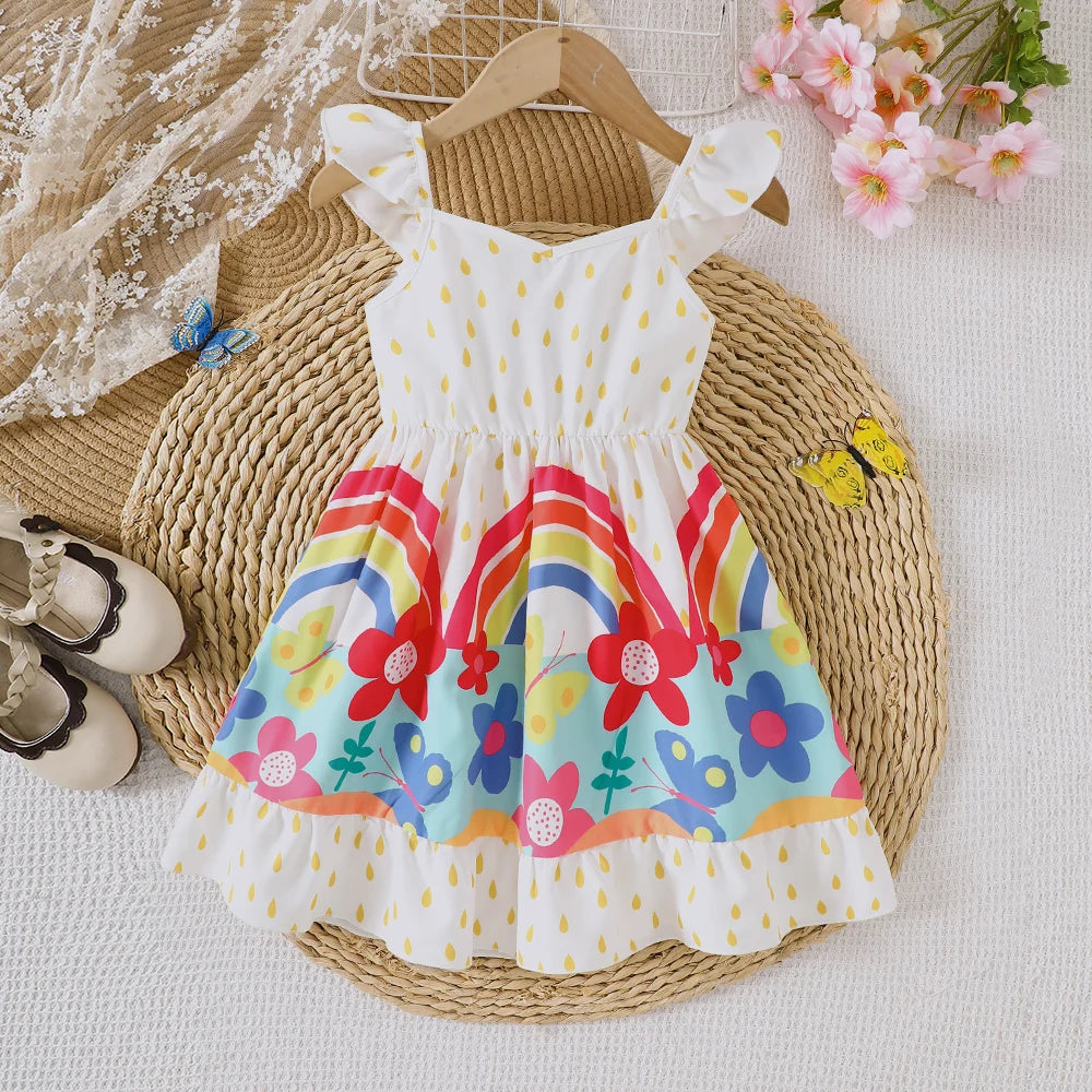 Vestido Infantil Estampado Verão Casual Branco Rêve Lenogue