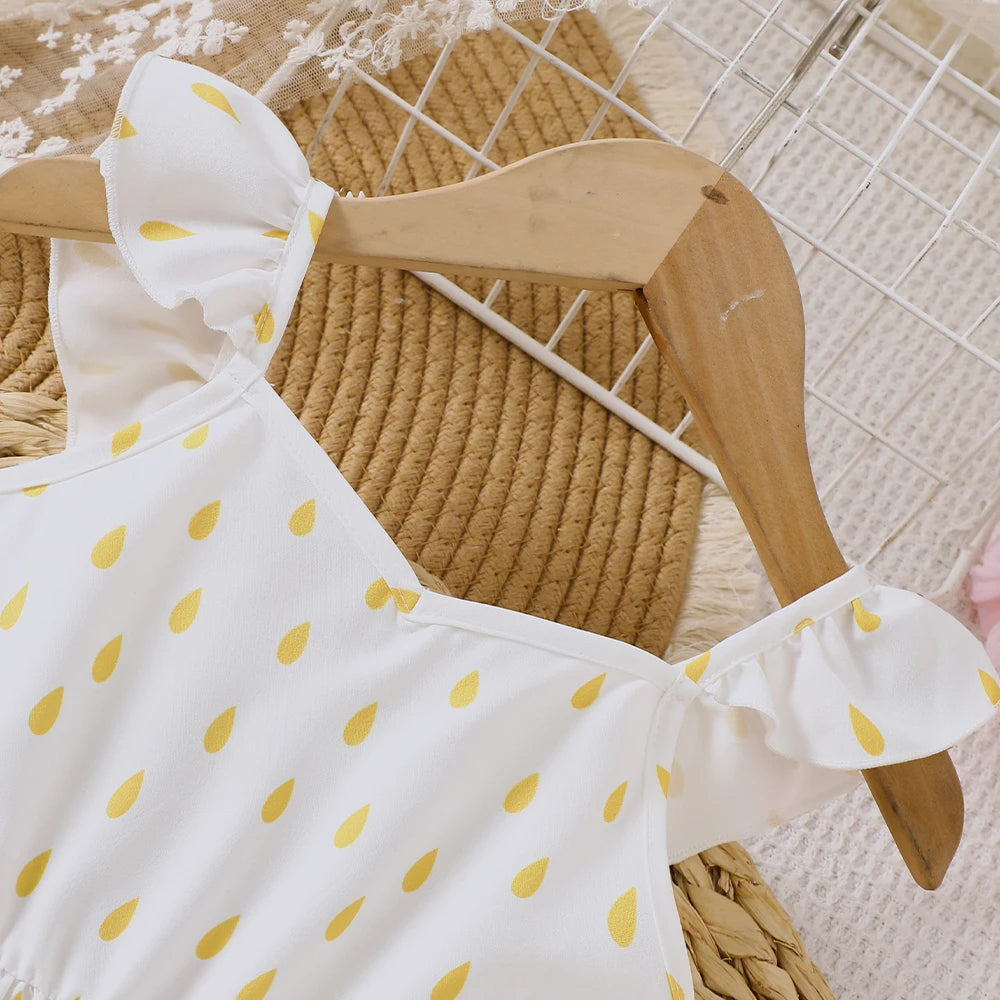 Vestido Infantil Estampado Verão Casual Branco Rêve Lenogue
