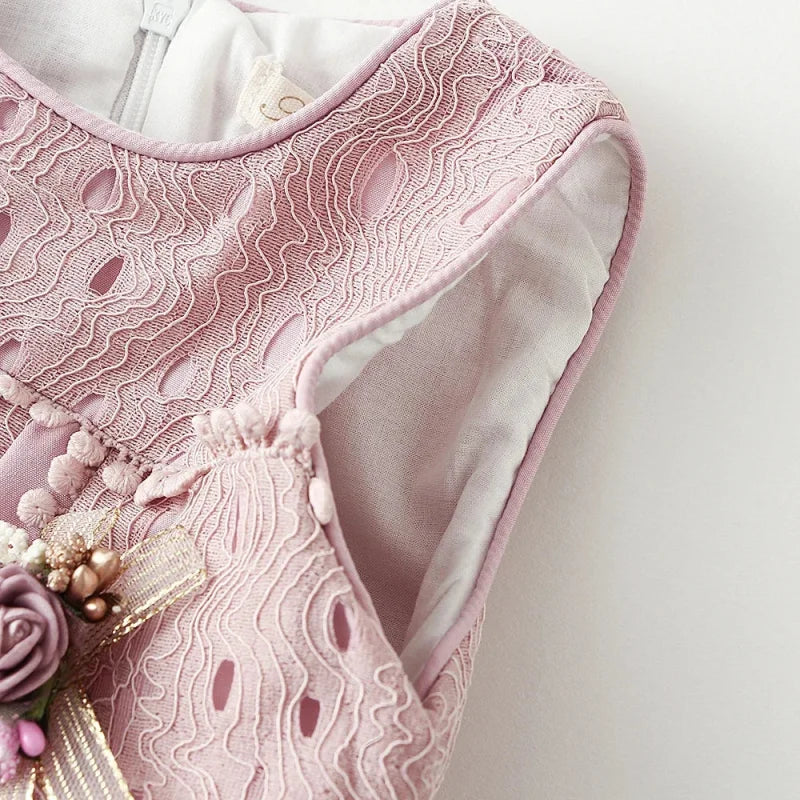 Vestido Infantil Estilo Princesa sem Manga para Festa Lenogue