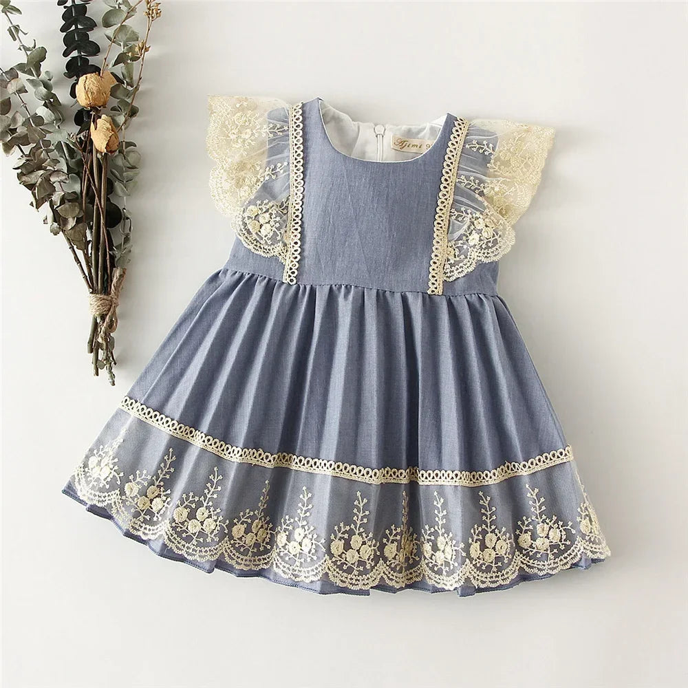 Vestido Infantil Estilo Princesa sem Manga para Festa Lenogue
