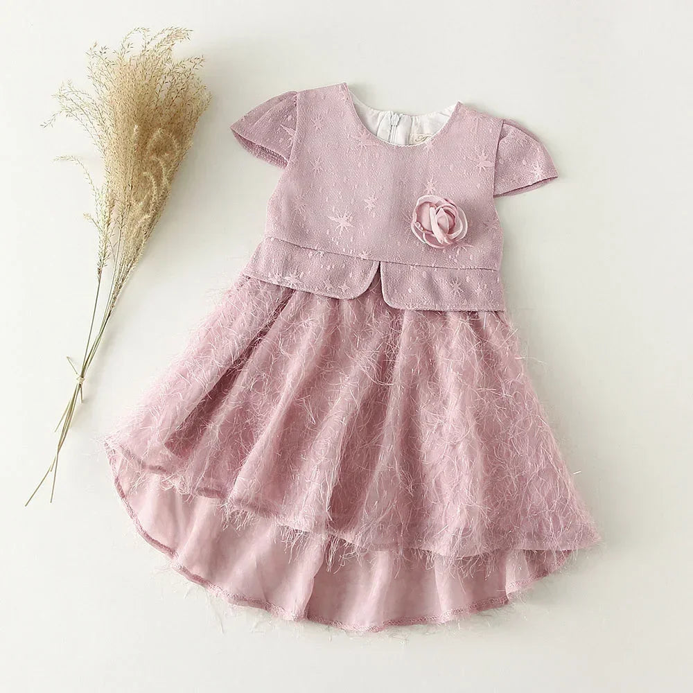 Vestido Infantil Estilo Princesa sem Manga para Festa Lenogue Rosa / 6-12 Meses