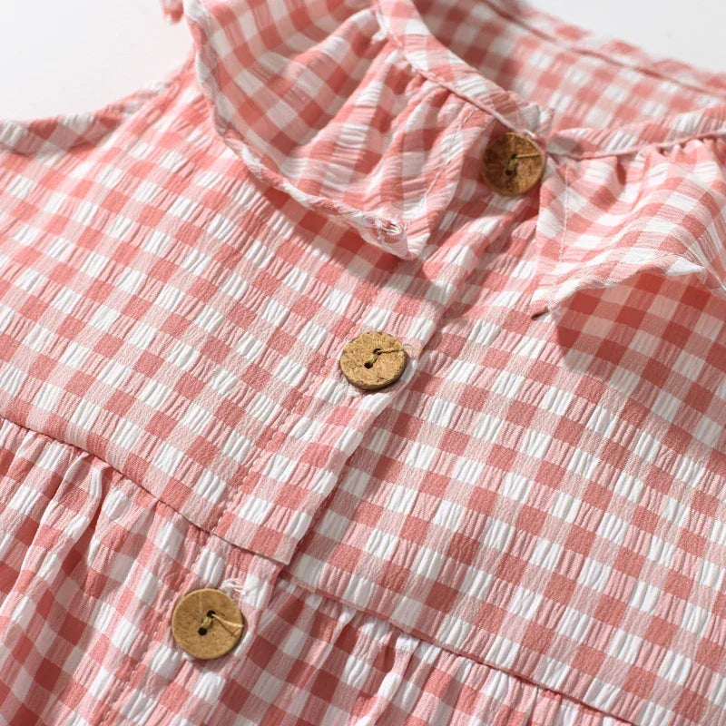 Vestido Infantil Feminino Cogumelo Xadrez Lenogue