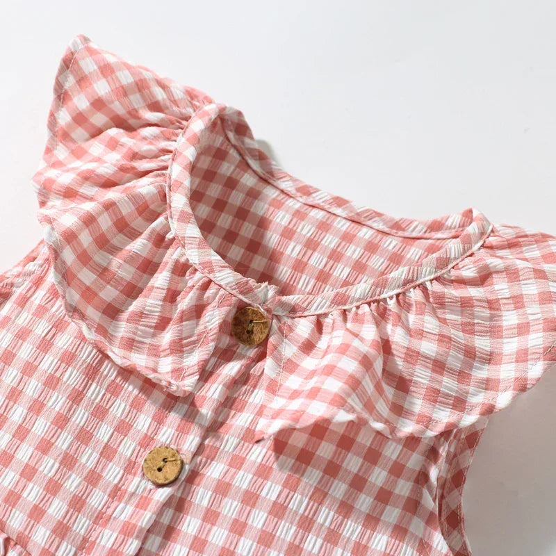 Vestido Infantil Feminino Cogumelo Xadrez Lenogue