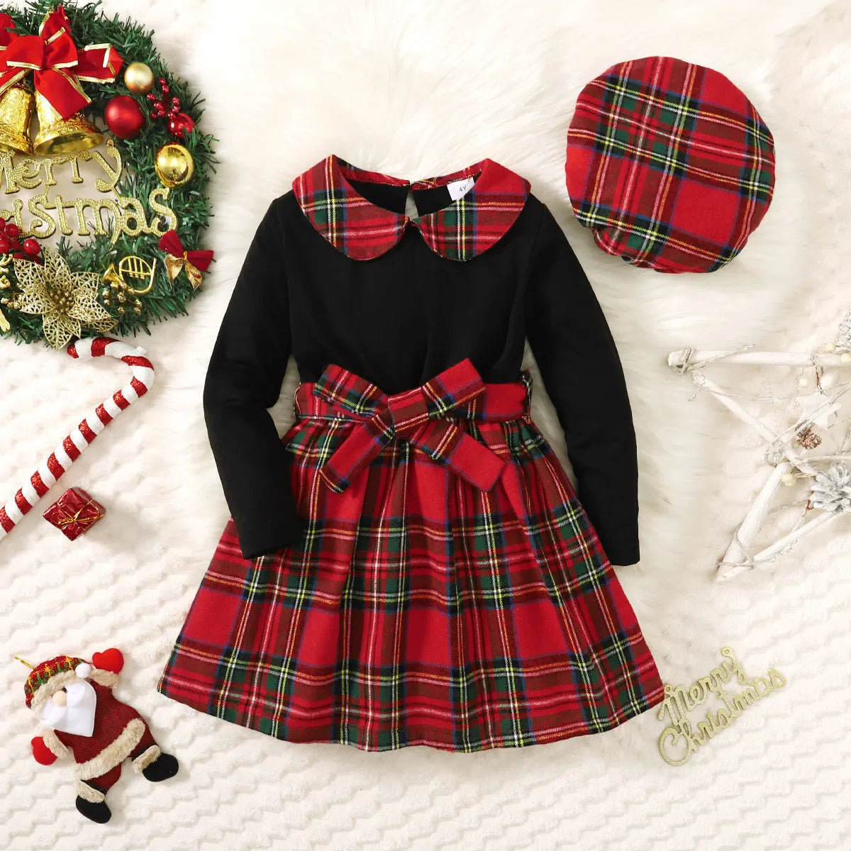 Vestido Infantil Feminino Manga Longa Xadrez Outono Lenogue