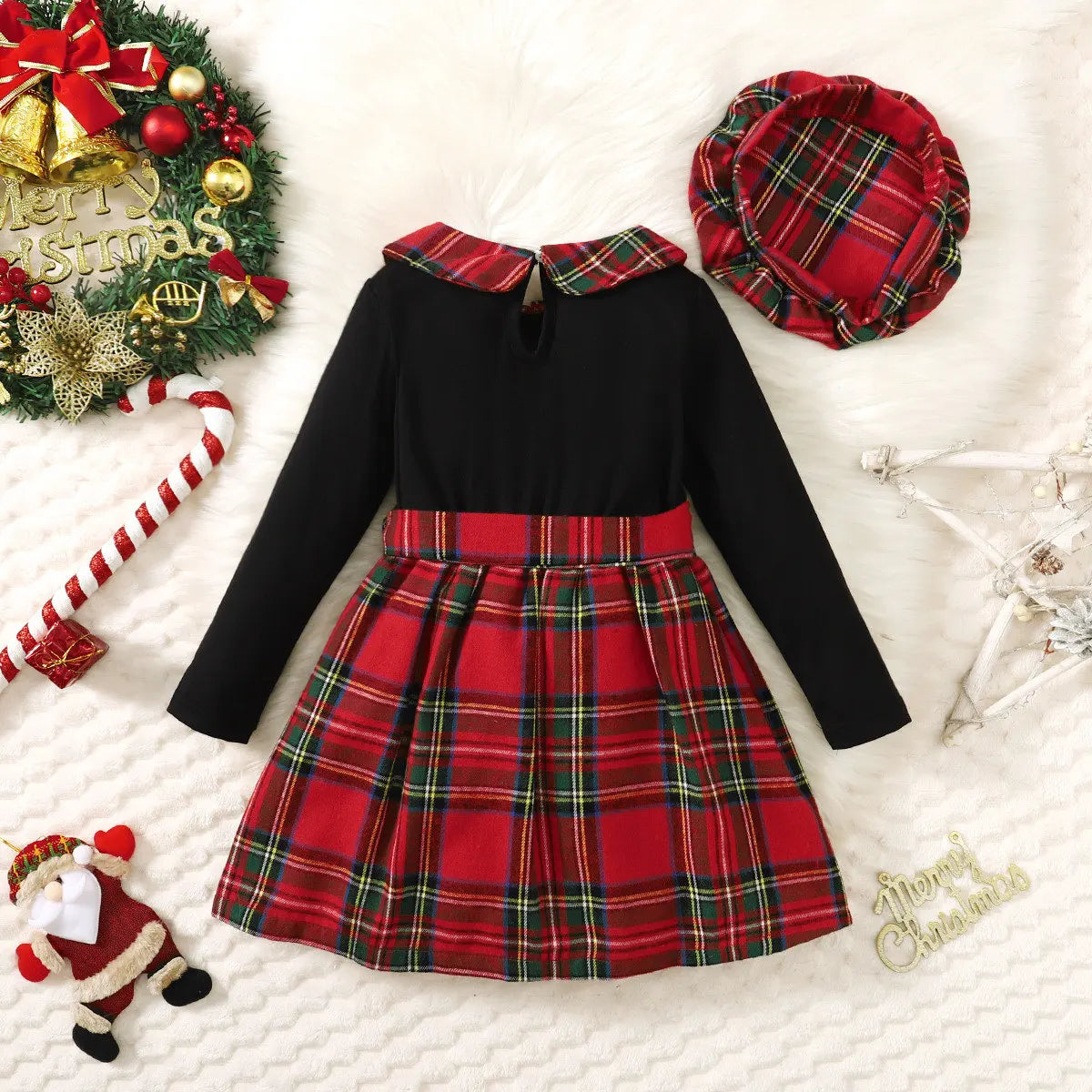 Vestido Infantil Feminino Manga Longa Xadrez Outono Lenogue