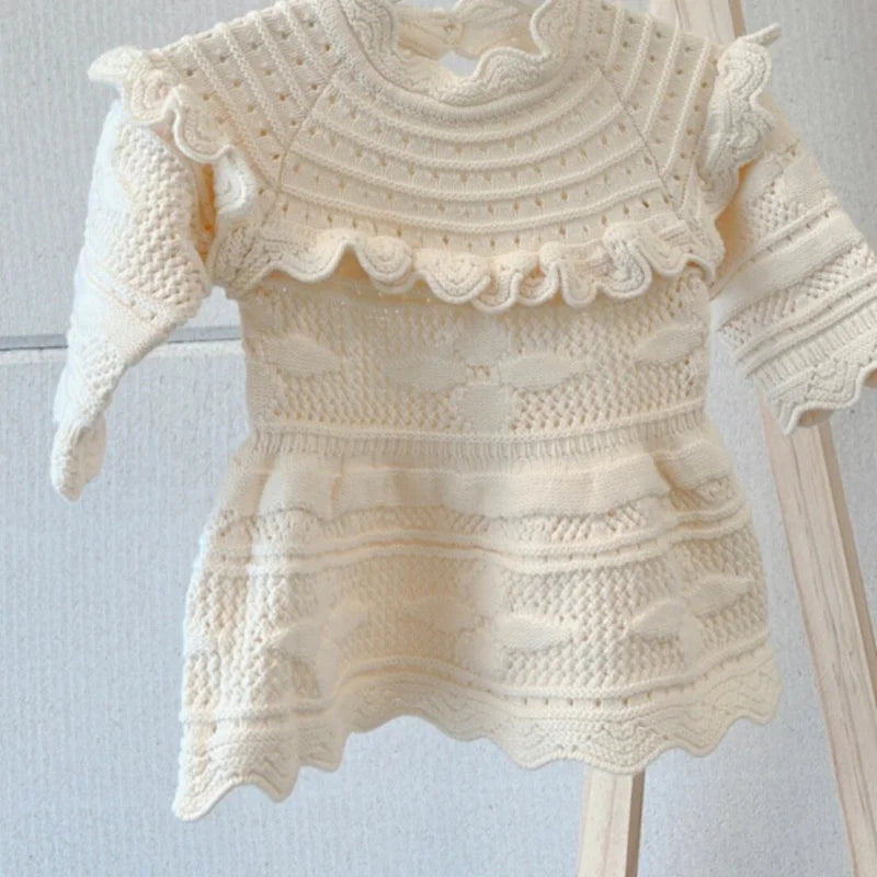 Vestido Infantil Feminino Pancake Bege Lenogue Bege / 3-6 Meses
