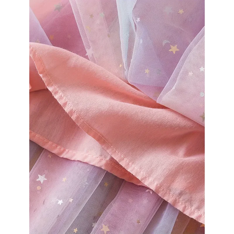 Vestido Infantil Feminino Tule Colorido Lenogue