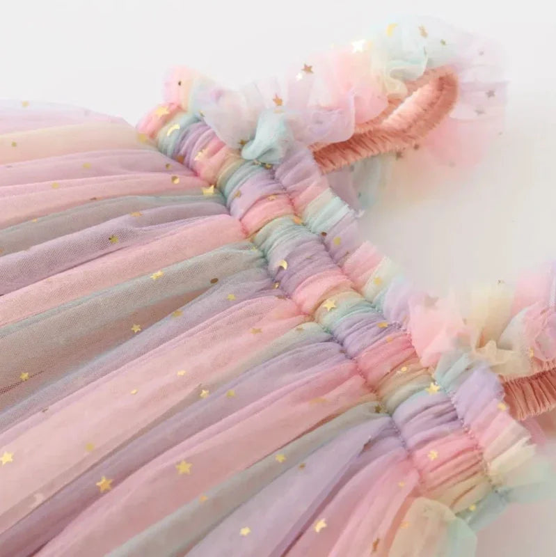 Vestido Infantil Feminino Tule Colorido para Ocasiões Especiais
