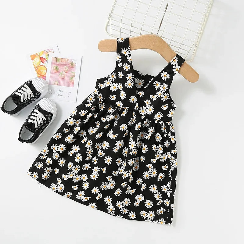 Vestido Infantil Floral Sem Mangas Algodão Verão Lenogue
