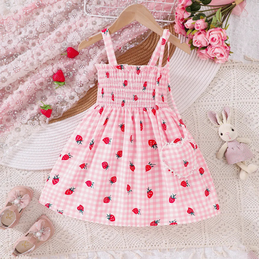 Vestido Infantil Menina Moranguinho Tomara que Caia Verão Lenogue