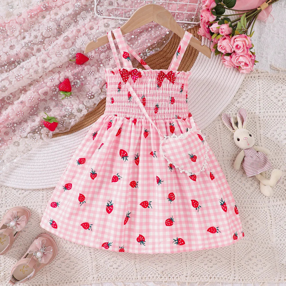 Vestido Infantil Menina Moranguinho Tomara que Caia Verão Lenogue
