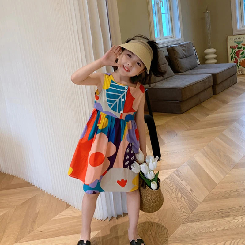 Vestido Infantil Menina Verão Listrado Casual Lenogue