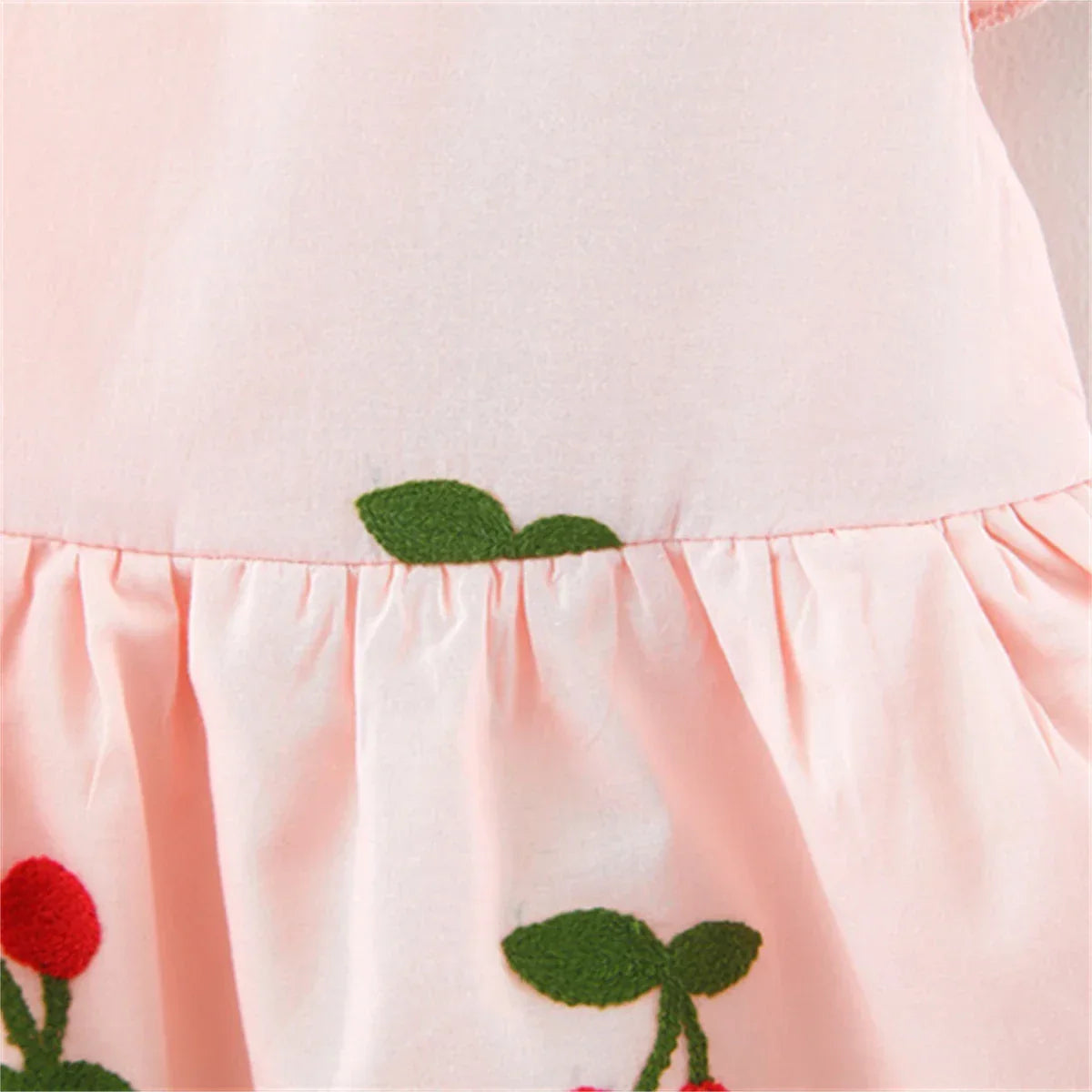 Vestido Infantil Princesa Bordado Cereja Manga Bufante Lenogue