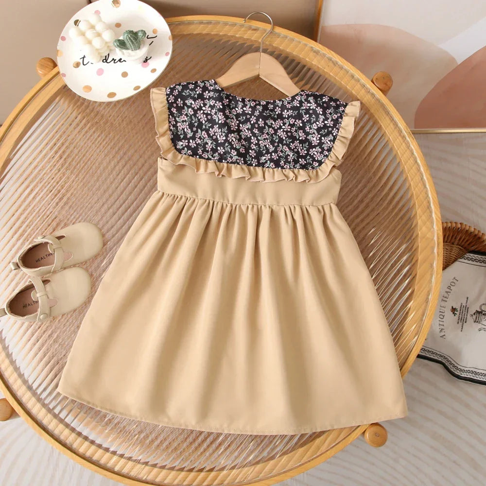 Vestido Infantil Princesa Gola Marinheiro Floral Lenogue