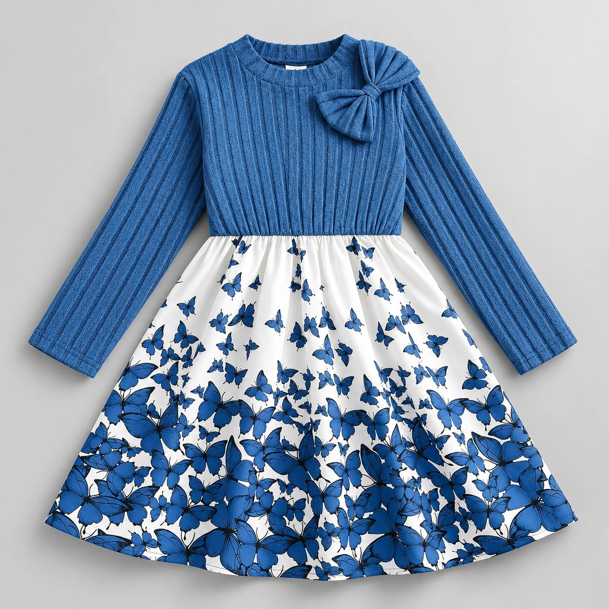 Vestido Infantil Tricot Gola Redonda Manga Longa Casual Lenogue