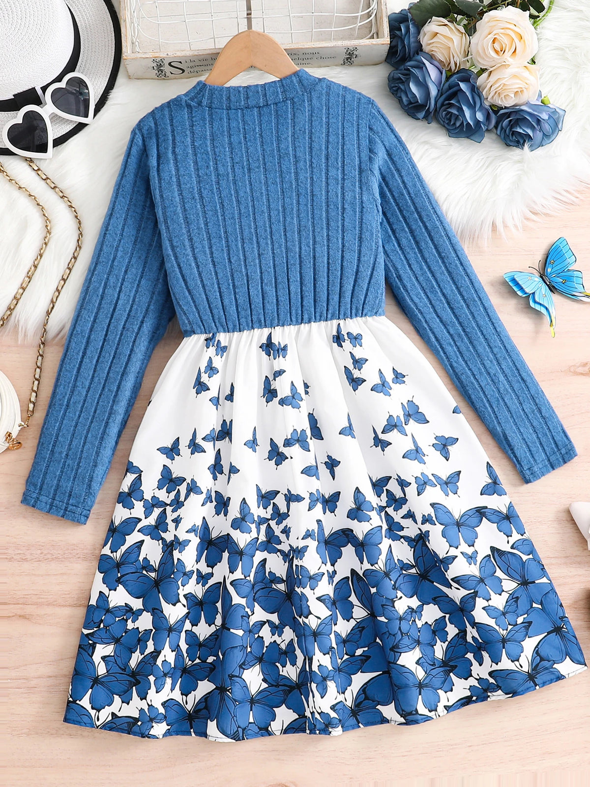 Vestido Infantil Tricot Gola Redonda Manga Longa Casual Lenogue