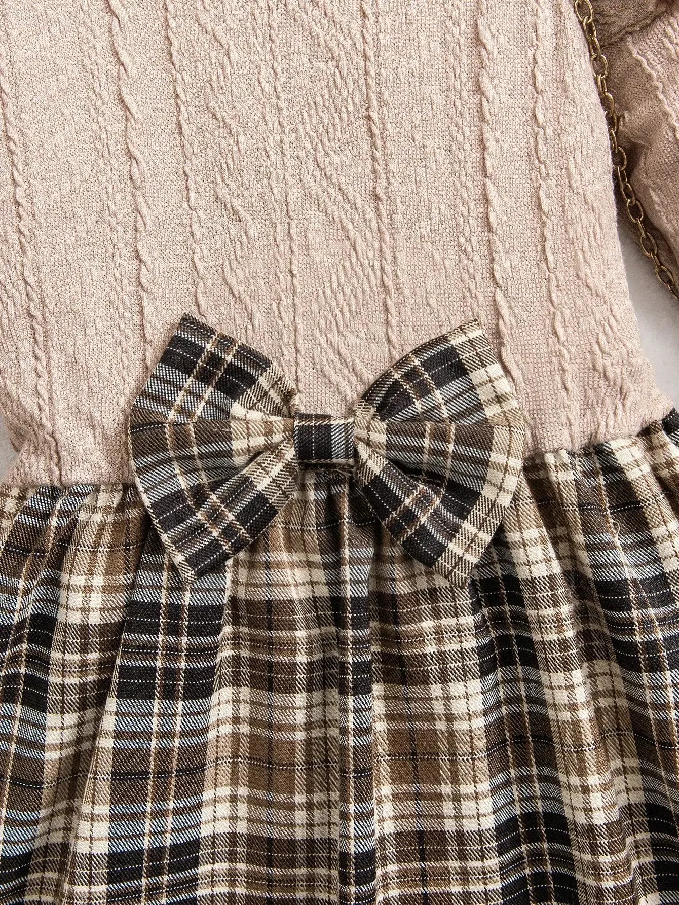 Vestido Infantil Xadrez com Boina Estilo Britânico Lenogue