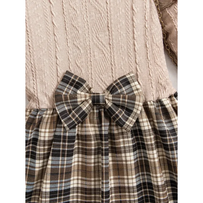 Vestido Infantil Xadrez com Boina Estilo Britânico Lenogue