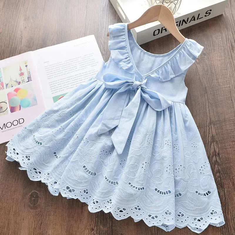 Vestido Luxuoso Bia Lenogue para Meninas Confortável e Elegante Azul / 1-2 anos (90cm)