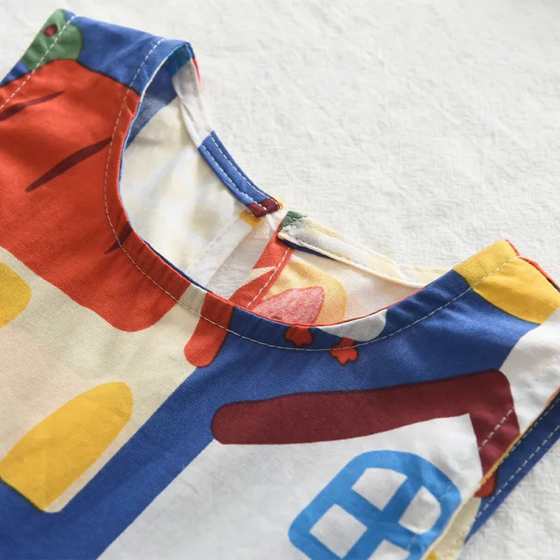 Vestido Luxuoso Casual Estampado Chiara Lenogue para Meninas Verão