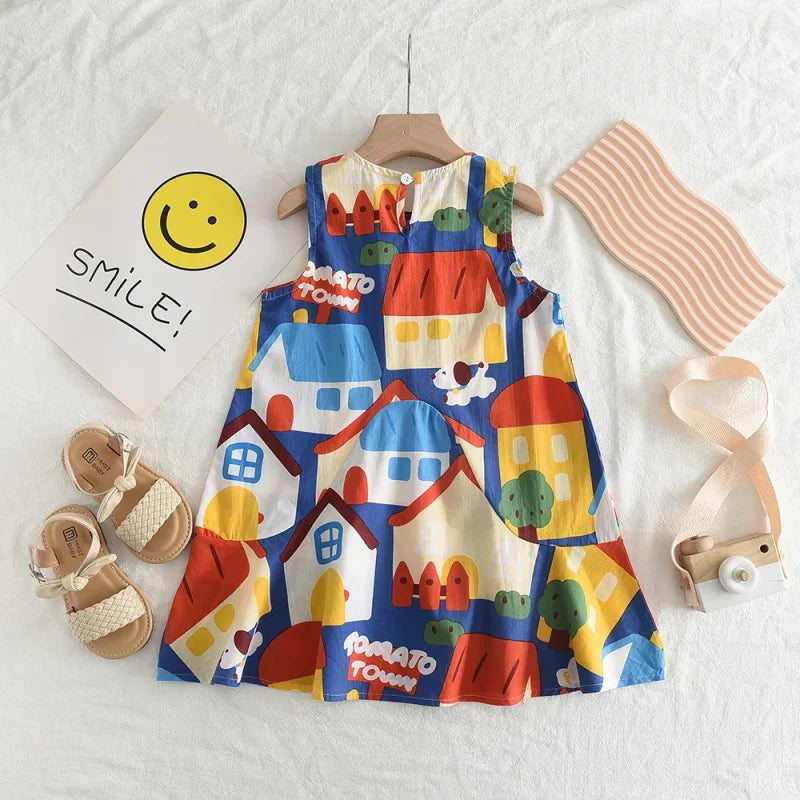Vestido Luxuoso Casual Estampado Chiara Lenogue para Meninas Verão