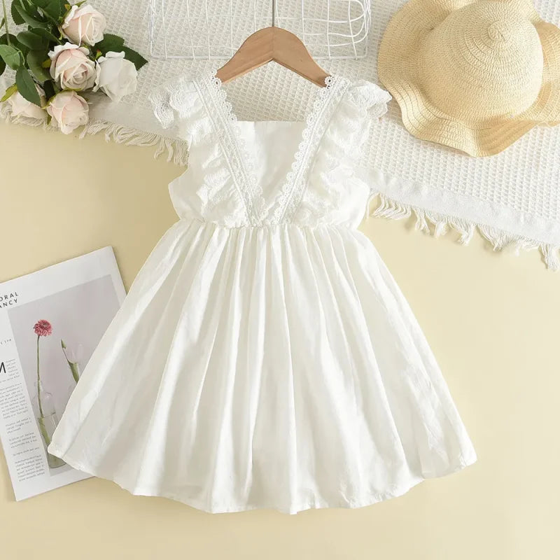 Vestido Luxuoso Sophie Plissado com Renda para Menina Branco / 1-2 anos (90cm)