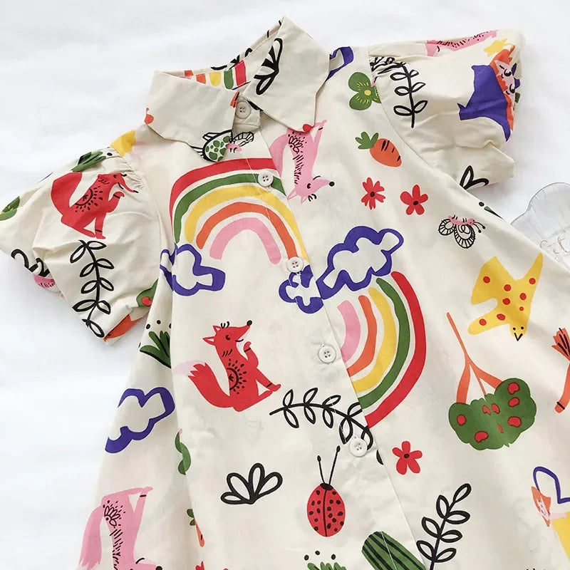 Vestido Macio Lúdico Audrey Lenogue para Meninas Verão Colorido