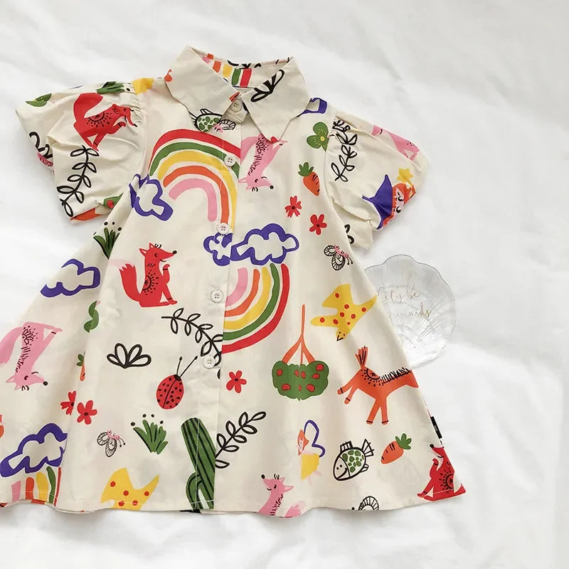 Vestido Macio Lúdico Audrey Lenogue para Meninas Verão Colorido 2-3 anos (90cm)