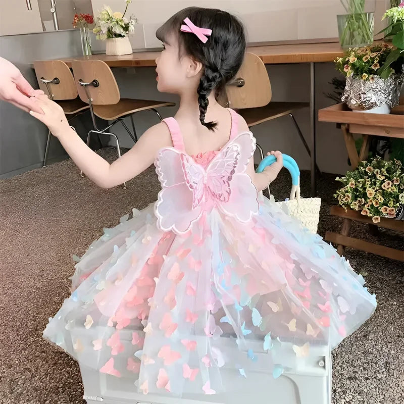 Vestido Infantil Feminino Tutu Fada Flores Rosa Lenogue